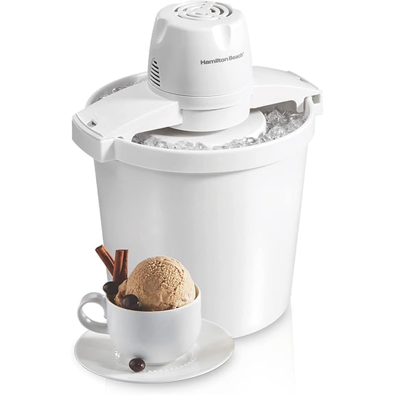 Visualz Electric Automatic Ice Cream Maker & Frozen Yogurt Machine, Makes Custard, Sorbet, Gelato and Sherbet, 4 Quart, White (68330N)