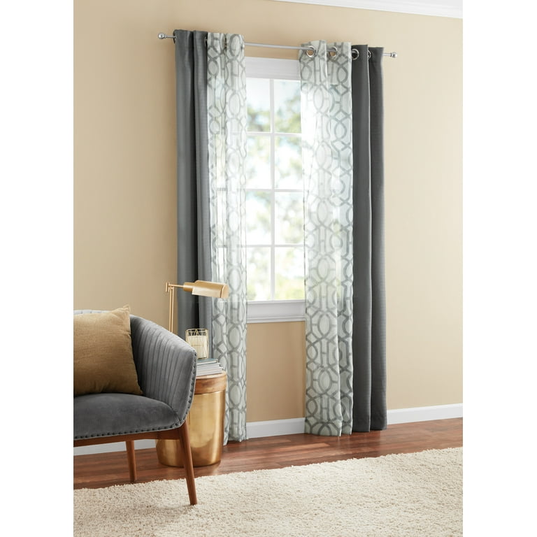 Mainstays Kingswood 4 Piece Curtain Set 27.5x84 Grey Flannel