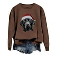 thumbnail image 4 of Fiaer Women Christmas Sweatshirts Plus Size Baggy Xmas Tops Dog Printed Fashion Long Sleeve Crew Neck Comfy Holiday Pullover Coffee M, 4 of 5