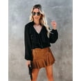 thumbnail image 6 of Wenseny Ruffled A-Line Leather Skirt Elegant Pleated Skirt for Women Youth Teenagers Kaki XL, 6 of 8
