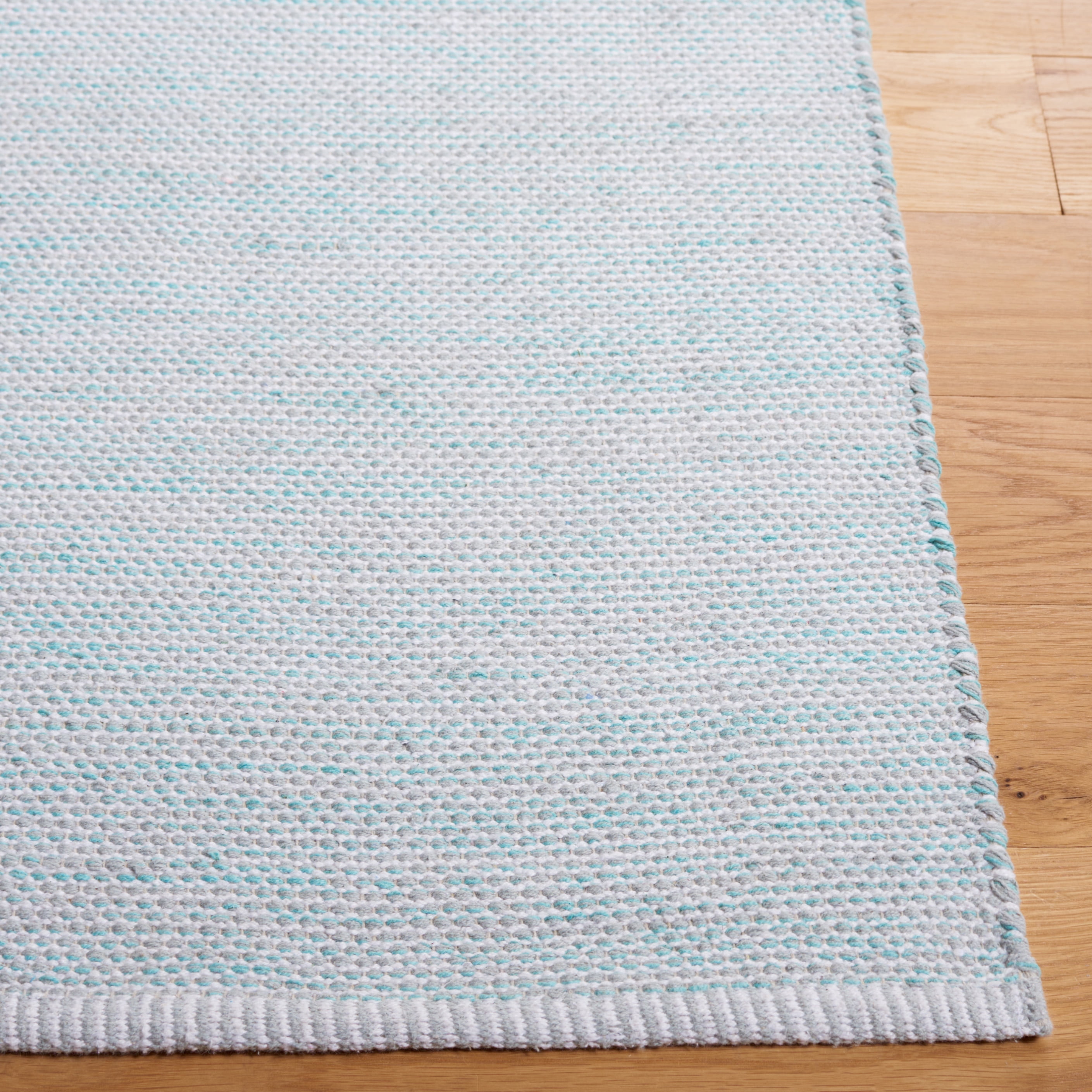 SAFAVIEH Montauk Cian Distressed Cotton Area Rug, Turquoise/Grey, 8' x 10'