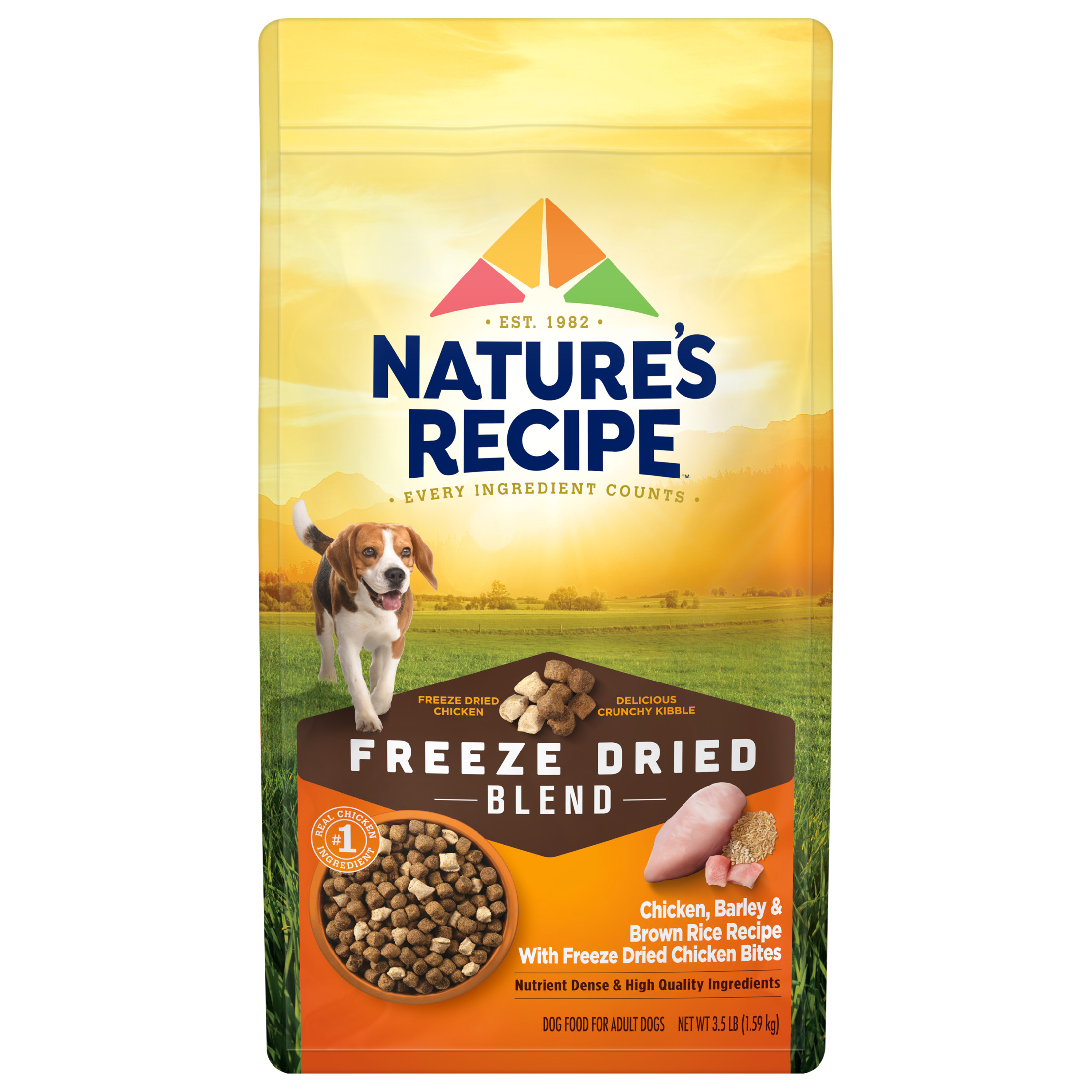 Nature’s Recipe Freeze Dried Chicken, Barley & Brown Rice Dog Food 3.5 lb Bag