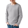 thumbnail image 2 of CCRFTGI Long Sleeve for Children Boys Waffle Size 7 Casual Blouses Tops Thermal Fall Spring T Shirts Crewneck Basic Tees Light Gray 9-10 Years, 2 of 5