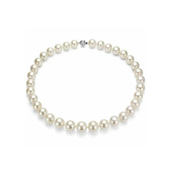 ADDURN Ultra-Luster 8-9mm White Genuine Cultured Freshwater Pearl 18" Necklace and Sterling Silver Ball Clasp