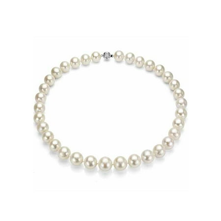 Ultra-Luster 8-9mm White Genuine Cultured Freshwater Pearl 18" Necklace and Sterling Silver Ball Clasp