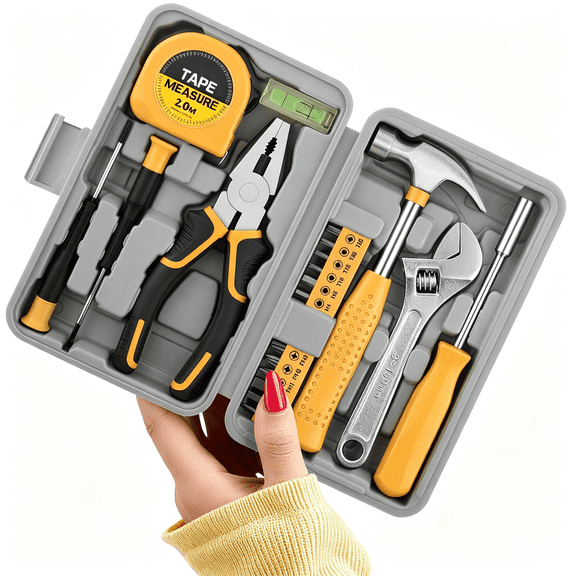 EXLEAF 20 Pcs Basic Tool Kit, Compact Home Tool Set with Mini Tool Box, Ideal for Household Repairs, Office Maintenance, Simple Diy, General Tools User-Friendly for Beginners