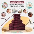 thumbnail image 3 of Canadian Linen Ensemble de 8 Serviettes de Bain Économiques Rouges 2 26”x52” 500 GSM Serviettes de Bain 2 Serviettes à Main 4 Débarbouillettes Serviette en Coton Douce Absorbante Séchage Rapide Serviette de Piscine pour Maison Spa Gym Salon Bourgogne, 3 of 8