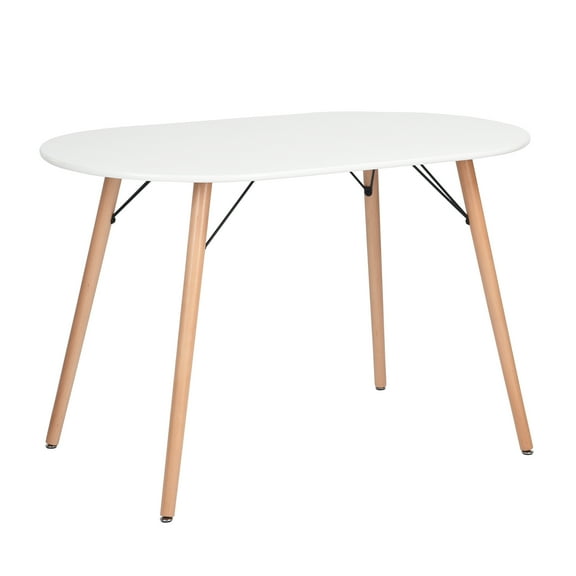 FurnitureR Dining Table Mid-Century Kitchen Table with Wood Tube Oval Top for Home Office Kitchen Patio White