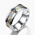 thumbnail image 1 of Anillo de dragón de acero inoxidable para hombre, 13 colores, 8mm, incrustaciones, rojo, verde, negro, anillo de fibra de carbono, joyería de banda de boda, grabado personalizado, 1 of 4