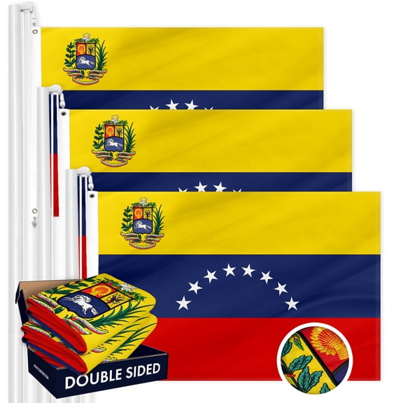 Venezuela Venezuelan Flag 3x5FT 3-Pack Double-sided Embroidered Polyester By G128