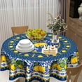 thumbnail image 3 of Blue Lemon Tablecloth Round 60 Inch Boho Floral Fabric Table Cover Washable Waterproof Table Cloth for Kitchen Dining Picnic Party Decor, 3 of 6