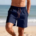 thumbnail image 3 of Men's Shorts Lightweight Solid Color Cargo Shorts Drawstring Elastic Waist Shorts Summer Lightweight Running Shorts Walking Shorts, 3 of 7