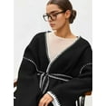 thumbnail image 5 of Women'S Trendy Casual Loose Oversized Color Block Long Sleeve Open Front Sweater Cardigan for Women Black XL, 5 of 10