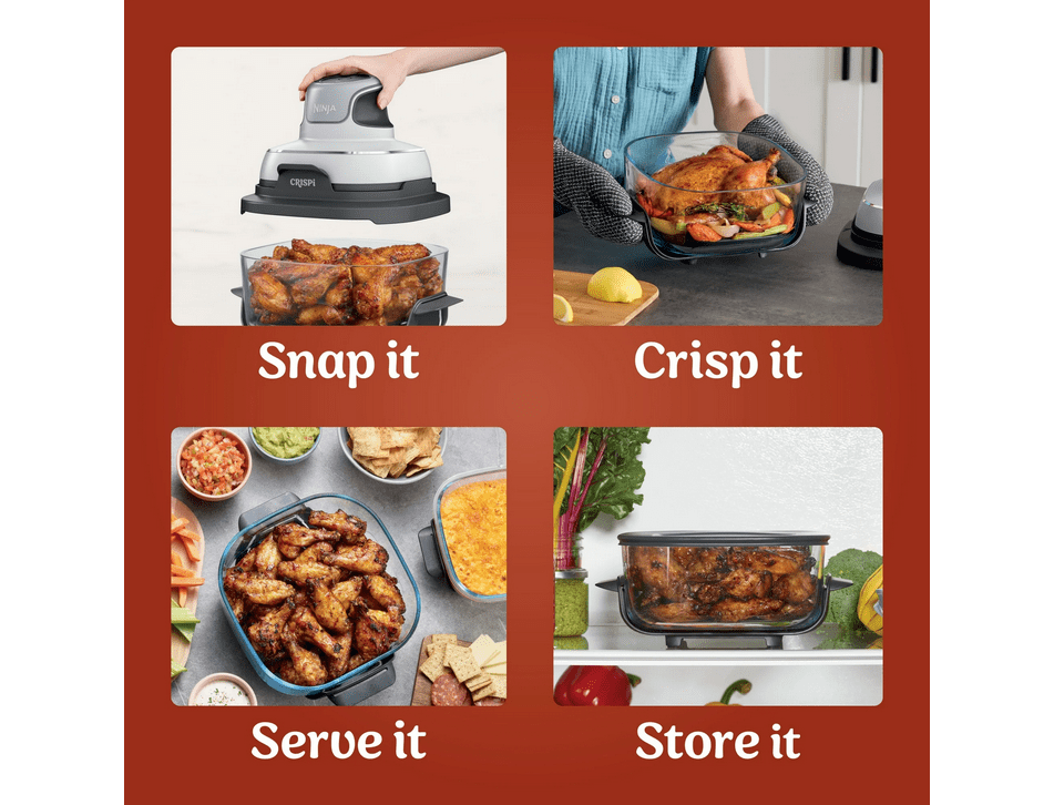 Restored Ninja Crispi Glass Air Fryer 4-Qt, 3-in-1, Air Fry