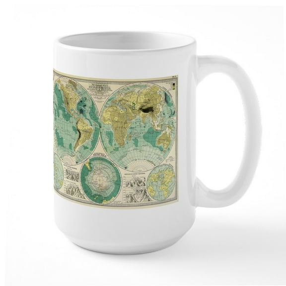 CafePress - Old World Map Mugs - 15 oz Ceramic Large White Novelty Mug