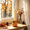thumbnail image 3 of Luckky Thanksgiving Pumpkin Shaped Ceramic Candle Holder, Fall Harvest Candlestick for Tealight Votive & Pillar Candles, Autumn Table Centerpiece, Mantel Shelf Farmhouse Home Decor, 3 of 6