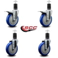 thumbnail image 2 of 5 Inch Blue Poly Swivel 1-5/8 Inch Expanding Stem Caster Set 2 Total Lock Brakes, 2 of 2
