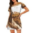thumbnail image 1 of Balery Western Cowboy Countryside Camisón de manga corta con cuello redondo para mujer, cómodo y elegante., 1 of 6