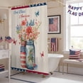 thumbnail image 5 of Independence Day Shower Curtain, 72" x 72", Flowers Butterfly Red Blue Waterproof Bathroom Curtain Washable Shower Curtain Set with 12 Hooks, 5 of 9