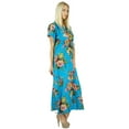 thumbnail image 4 of Bimba Women Long Cotton Kaftan Blue Floral Night Wear Classic Caftan Dress, 4 of 5