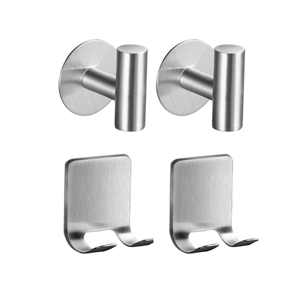 2-Pack SUS304 Stainless Steel Self-Adhesive Towel Hooks – Chrome Finish, No-Drill Installation, Strong Acrylic Adhesive, For Bathroom, Kitchen, Closet – Holds Up To 7kg On Tile