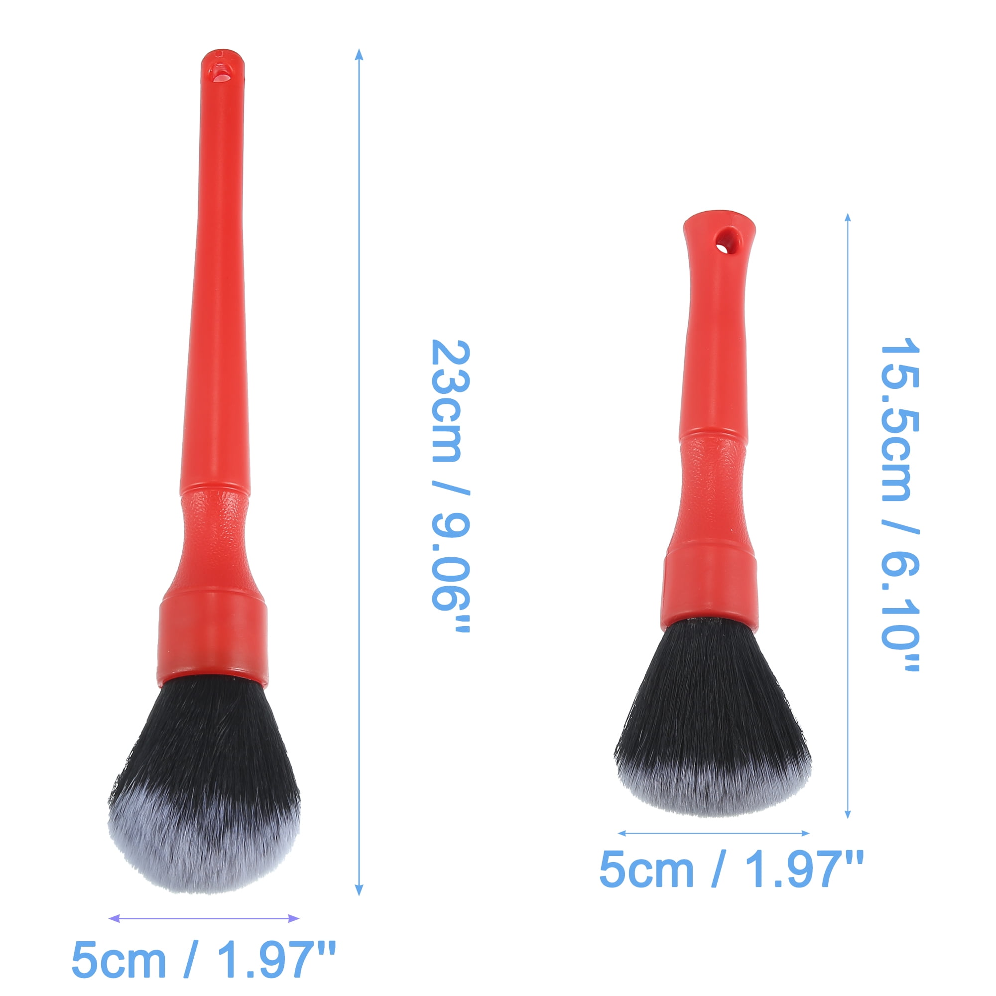 Unique Bargains 2pcs Car Detailing Brush Set Ultra Soft Synthetic PBT Brush Red