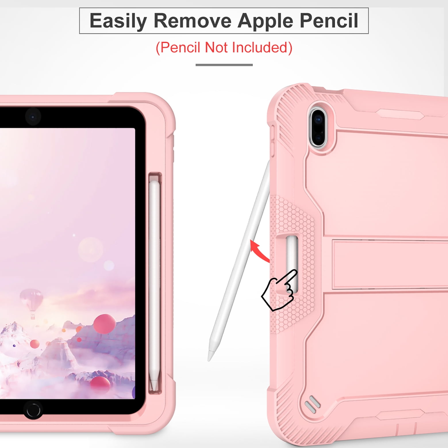 Feishell Case for Apple iPad 10th Generation 10.9 inch (2022),Three Layer Protection Shockproof Hybrid Armor Heavy Duty Rugged Kickstand Protective Cover with Built-in Pencil Holder,Rosegold