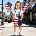 thumbnail image 4 of Coerni July 4th Denim Overalls for Boys & Girls American Flag Printed Bib Jumpsuits Independence Day Celebration Shorts Rompers 5-14 Years, 4 of 5