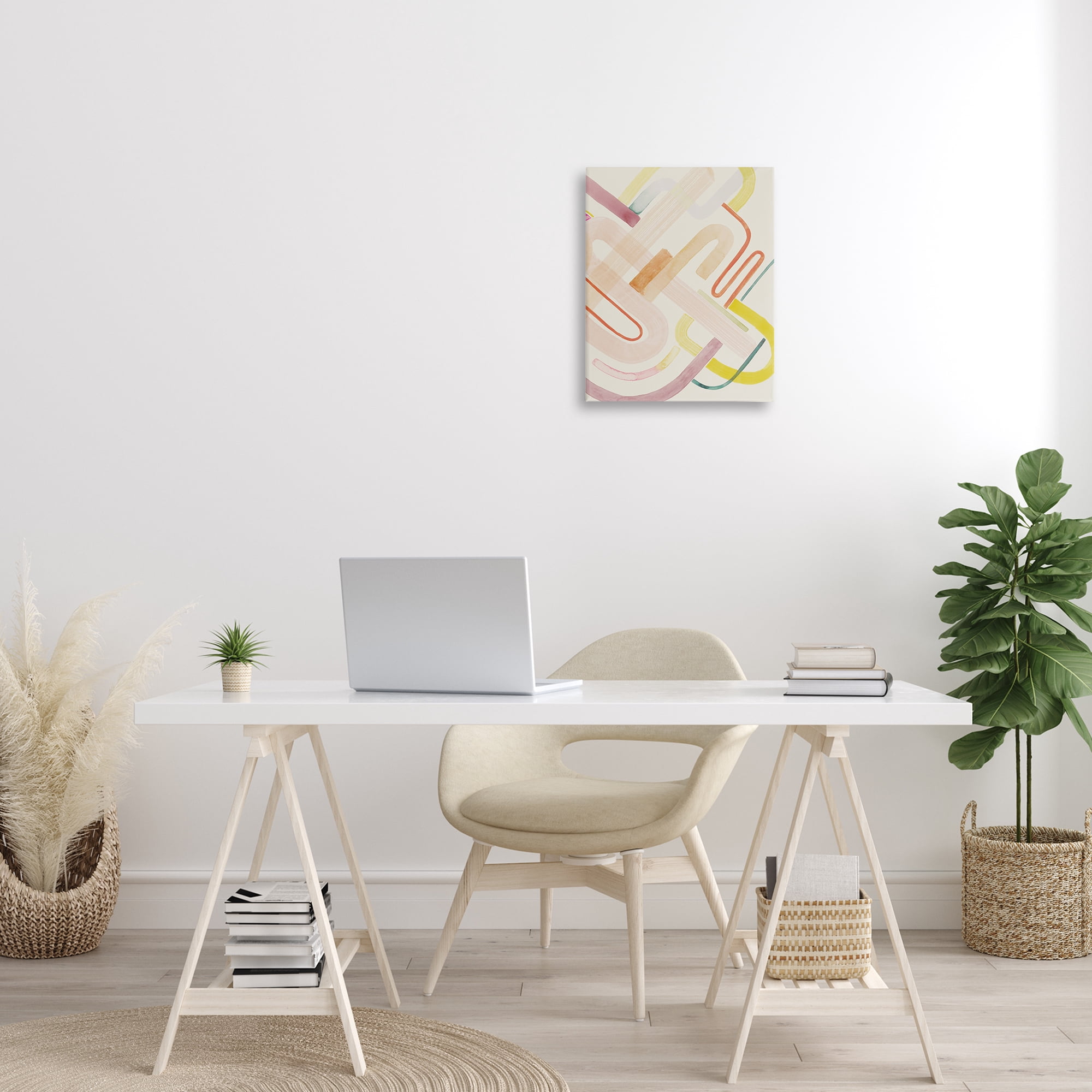 Stupell Industries Overlapping Curved Shapes Abstract Painting Gallery Wrapped Canvas Art Print Wall Art, 16 x 20