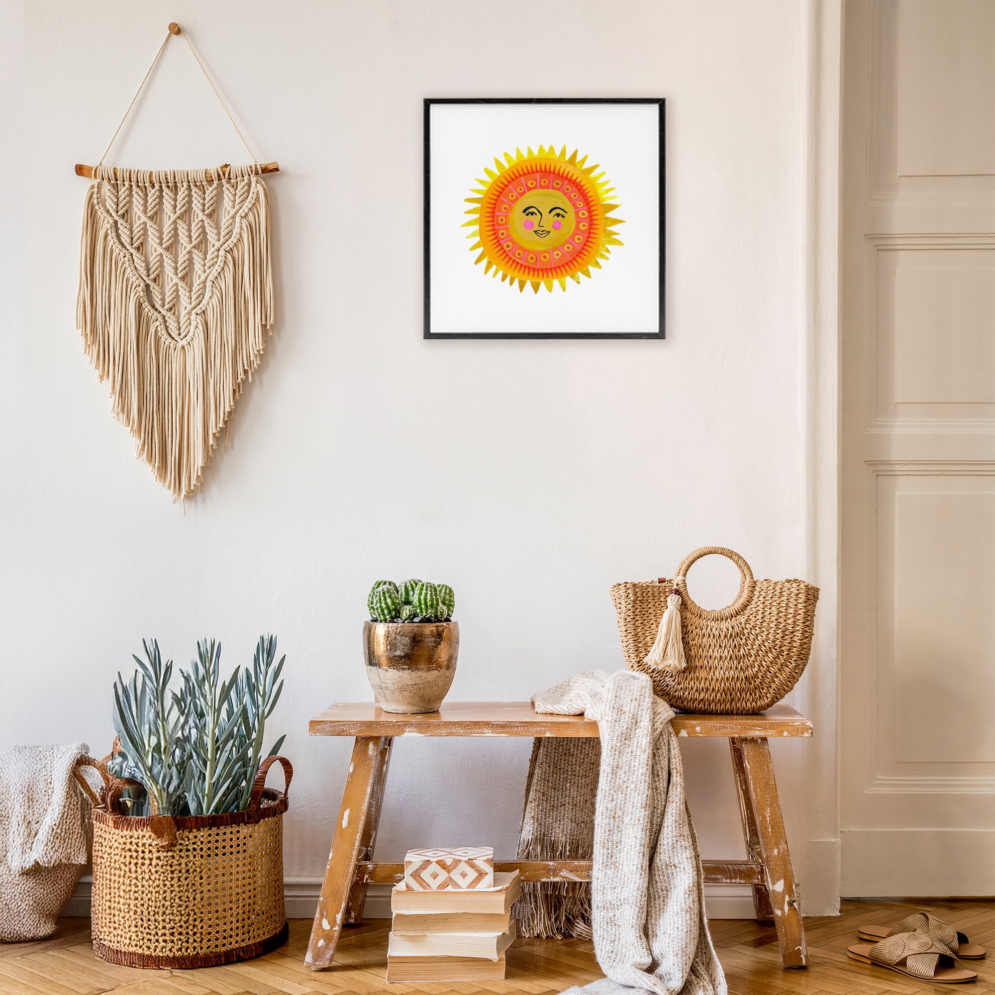 Stupell Industries Eccentric Bohemian Sun Black Framed Giclee Art, design by Katherine Herrell Studio