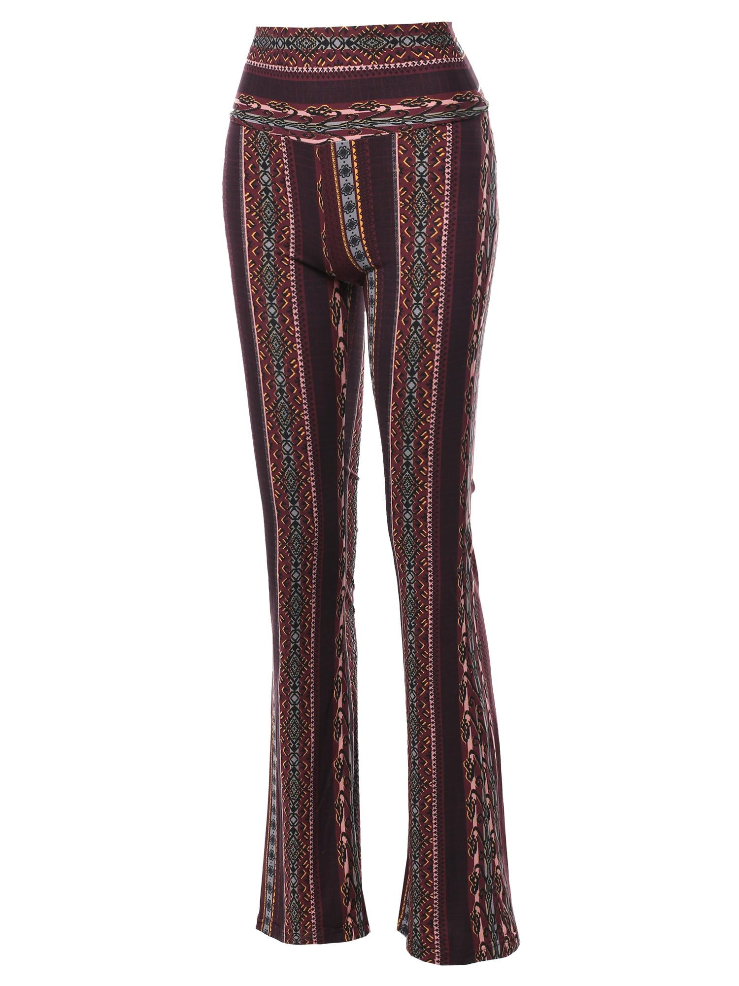 FashionOutfit Women's High Waist Boho Print Bell Bottom Palazzo Pants - Walmart.com