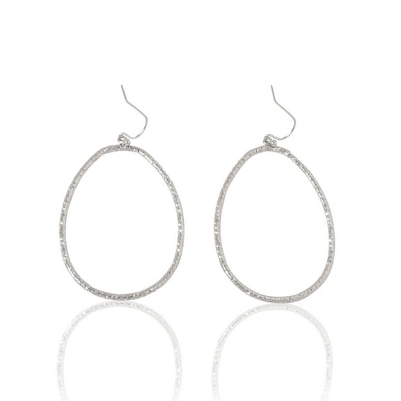 Stellar Women's 2 1/4" Jagged Open Teardrop Hook Earrings Jewelry, Silver