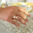 thumbnail image 2 of HIJONES Women's Dainty Pearl Shell Thin Ring Open Ring Engagement Wedding Band Adjustable Style A, 2 of 5