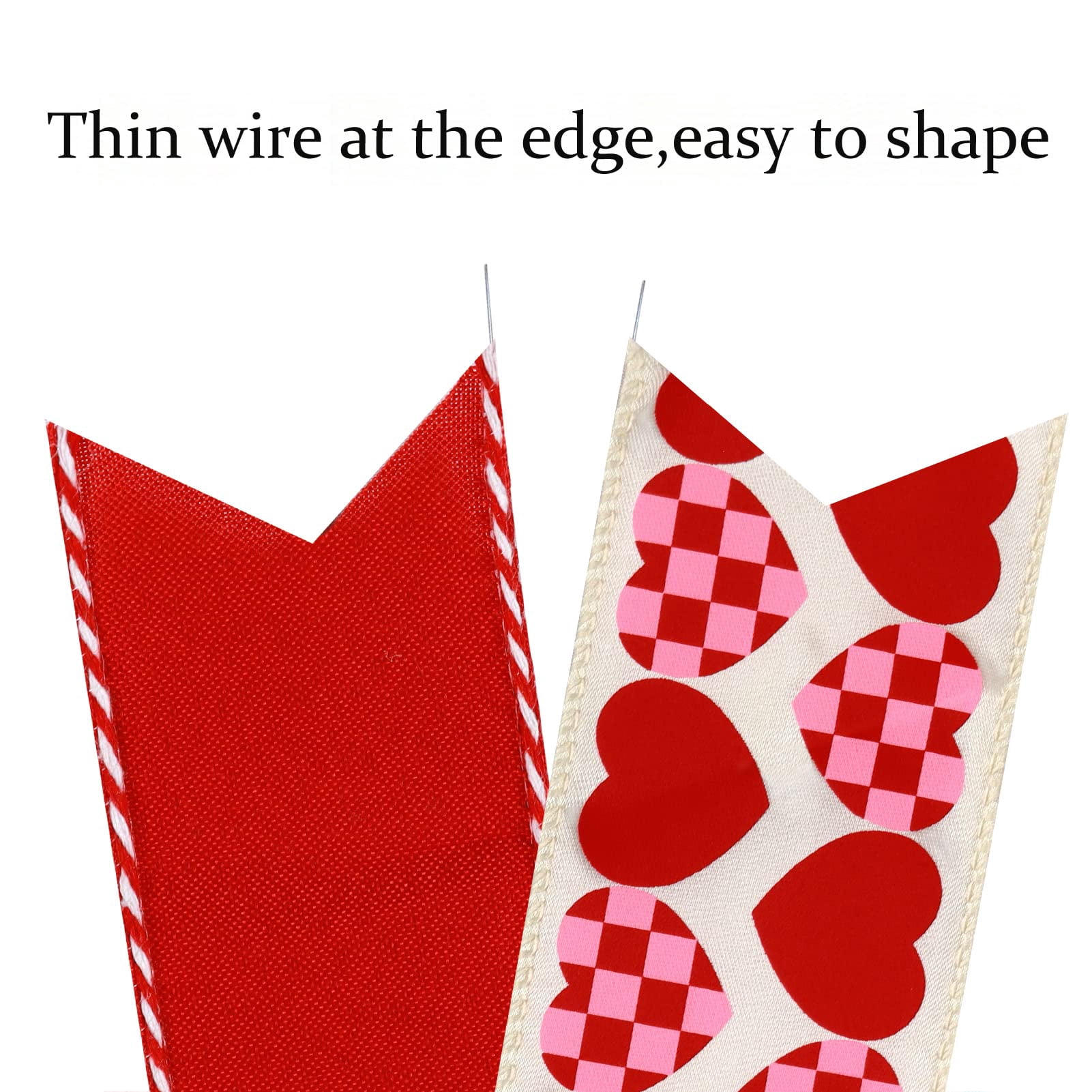 Red Polyester Heart Ribbon Bow Holiday and Party Decorations
