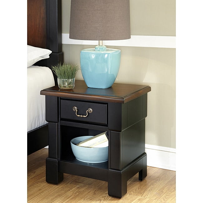 Home Styles The Aspen Collection Rustic Cherry Black Night Stand By Walmart Com Walmart Com