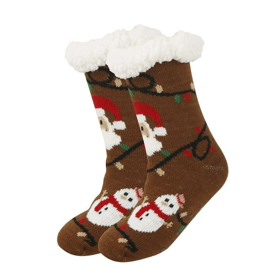 Betivan Christmas Slipper Socks For Women Men Fleece Lined Non Slip Grippers Crew Socks Winter Thick Warm Fuzzy Holiday Clothes