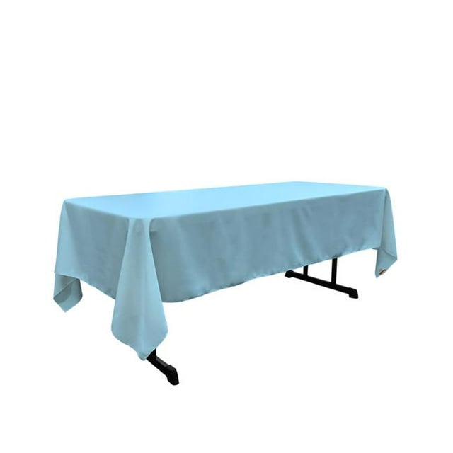 LA Linen TCpop60x126-TurquoiseLgtP40 Nappe Rectangulaire en Popeline de Polyester Turquoise Clair - 60 x 126 Po.