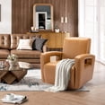 thumbnail image 5 of EverPick Modern Swivel Accent Chair - Faux Leather Armchair with Solid Wood Base, 360° Rotating Lounge Chair for Living Room, Bedroom, Office (Brown, Single Sofa Chair), 5 of 6