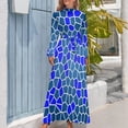 thumbnail image 4 of Vintage Geometric Dress Long Sleeve Blue Mosaic Maxi Dress High Waist Casual Graphic Bohemia Long Dresses Birthday Present, 4 of 5