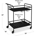 thumbnail image 2 of YYEAN Rolling Bar Cart, Mobile Home Bar Serving Cart, Serving Station w/ 2 Tier Shelves, Wine Rack, Lockable Wheels-Black, 2 of 10