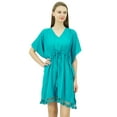 thumbnail image 5 of Bimba Women's V-Neck Tassel Kaftan Short Drawstring Waist Caftan Beachwear Coverup Dress, 5 of 9