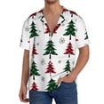 thumbnail image 3 of Naloa Buffalo Plaid Christmas Trees Men's Loose Fit Cuban Collar Short-Sleeve Shirt with Button-down and Chest Pocket for Everyday Wear Outings - Medium, 3 of 7