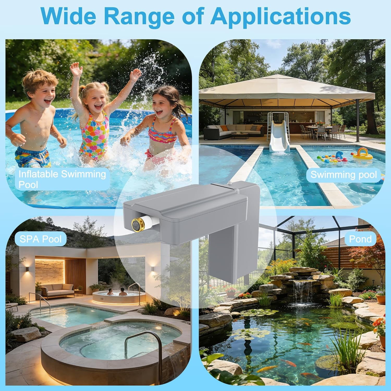 Automatic Pool Filler - Universal Pool Water Leveler Auto Fill with Adjustable Float Valve for In-Ground & Above Ground Pools, Ponds, Spas (Gray)