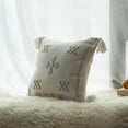 thumbnail image 2 of 16" Throw Pillow Cover with Southwest Tribal Pattern and Corner Tassels, Grey & White, 2 of 7
