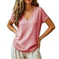 thumbnail image 4 of Neewe Womens Loose Casual Print V Neck Short Sleeve Shirts Classic Blouses Tops with Summer Daily Outfits, 4 of 8