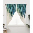 thumbnail image 3 of Floral Swag Valance Curtains Peacock Feather Teal Blue Turquoise Green Leaf Rod Pocket Kitchen Curtains Scalloped Window Treatment Valances Swag Curtains For Living Room 1 Pair 36" W X 36" L, 3 of 8