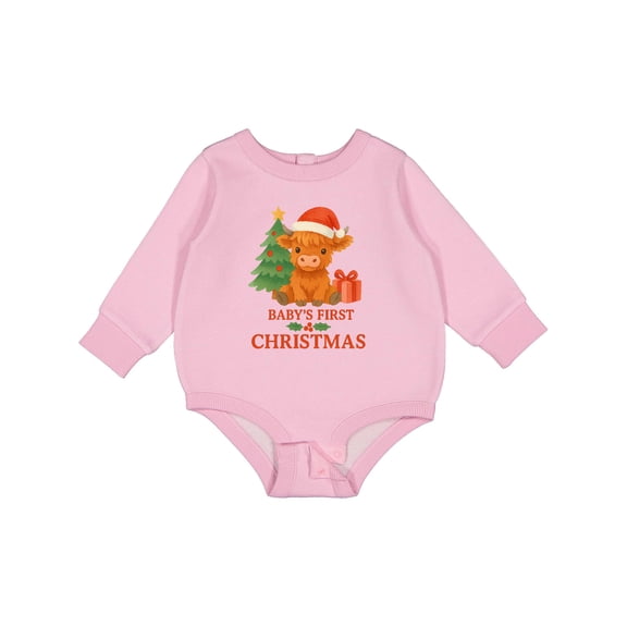 Inktastic Baby's First Christmas Cute Highland Cow Baby Fleece Bodysuit