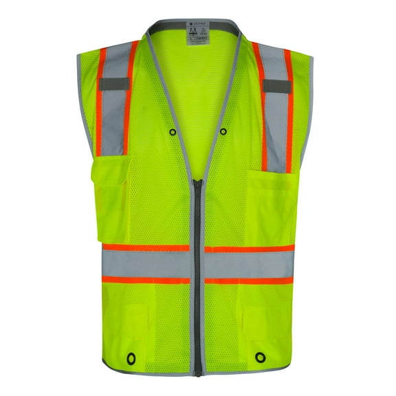 PRO Surveyor ANSI Class 2 with Reflective Trim with 6 Pockets Zipper Vest (LIME)
