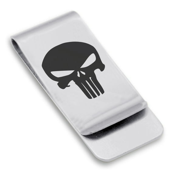 Stainless Steel Punisher Classic Slim Money Clip Credit Card Holder