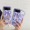 thumbnail image 2 of Wavy Phone Case For Samsung Galaxy Z Flip 5 4 3 Cute Hello Kitty Sanrio Blue Kuromi Pink Melody Edge Back Cover LXY, 2 of 7